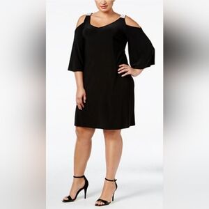 MSK sz medium black cold shoulder jeweled formal dress